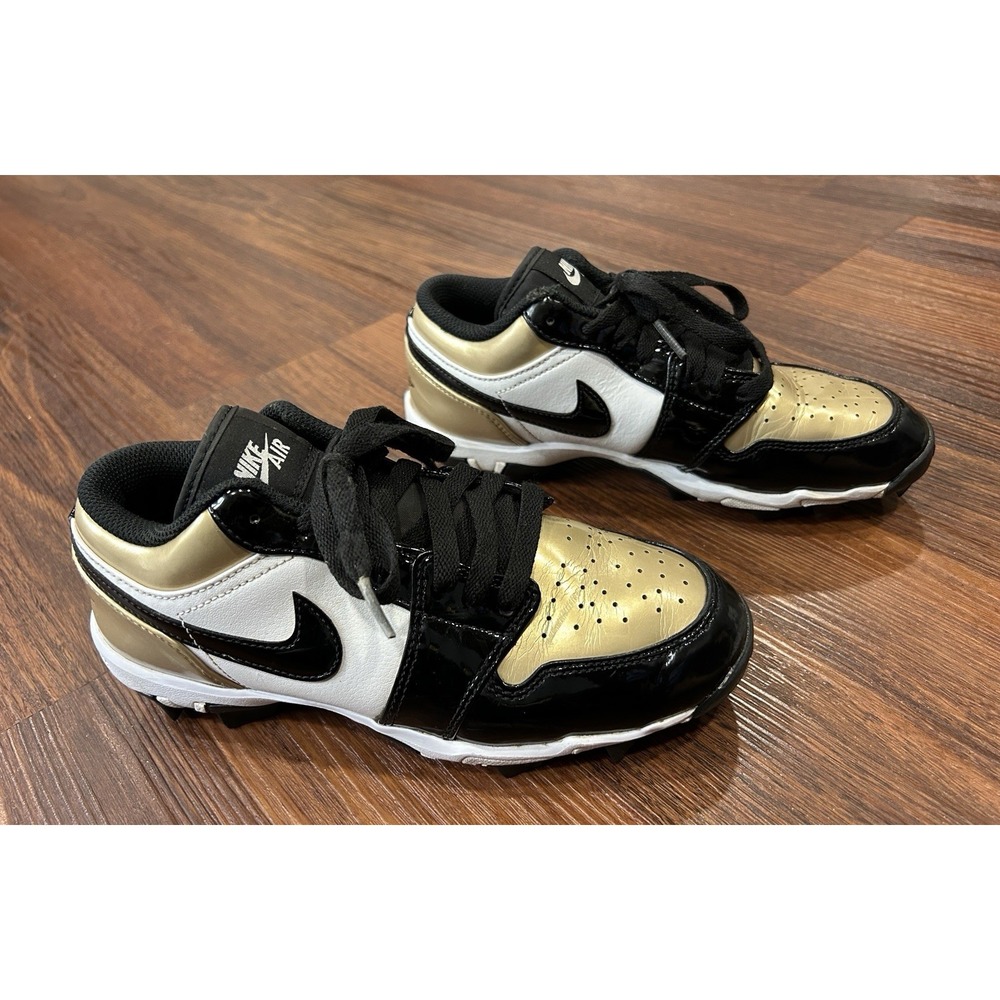 Jordan 1 Low 5Y Youth Multisport Cleat Gold Black HF6885-701 Football Baseball